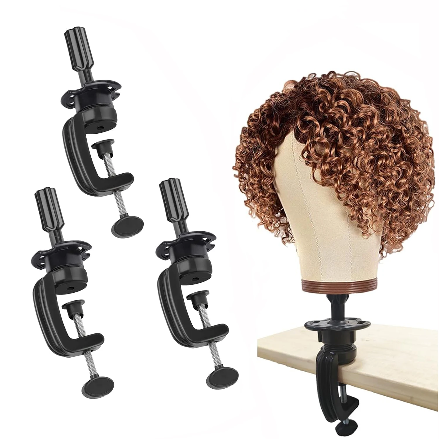 

Набор из 3 черных мини-подставок для манекенских голов с настольным креплением, регулируемый держатель для тренировочных манекенов, инструменты для парикмахерских аксессуаров