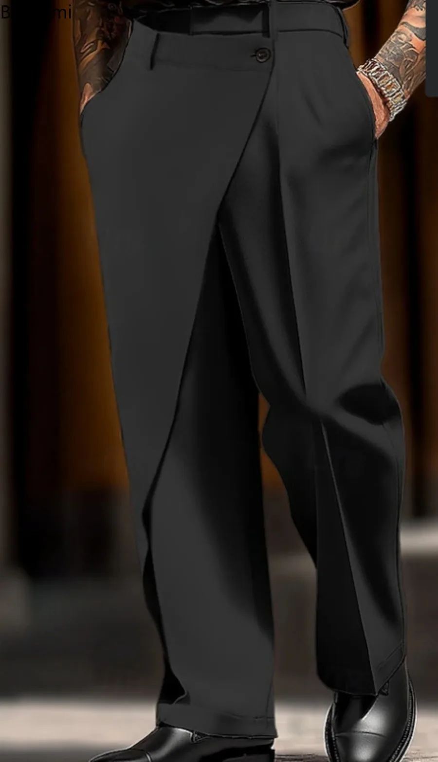 2025 hommes élégant taille irrégulière pantalon été nouveau décontracté couleur unie plissé pantalon droit mâle Streetwear mode pantalon