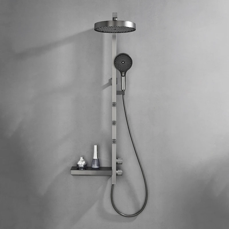 Imagem -02 - Gunmetal Shower Conjunto Faucet Chuveiro Banheiro Sistema de Chuveiro Cinza Escuro Chuva Chuveiro Mobiliário Conjunto Chuveiro Misturador 10 Polegadas Chuveiro