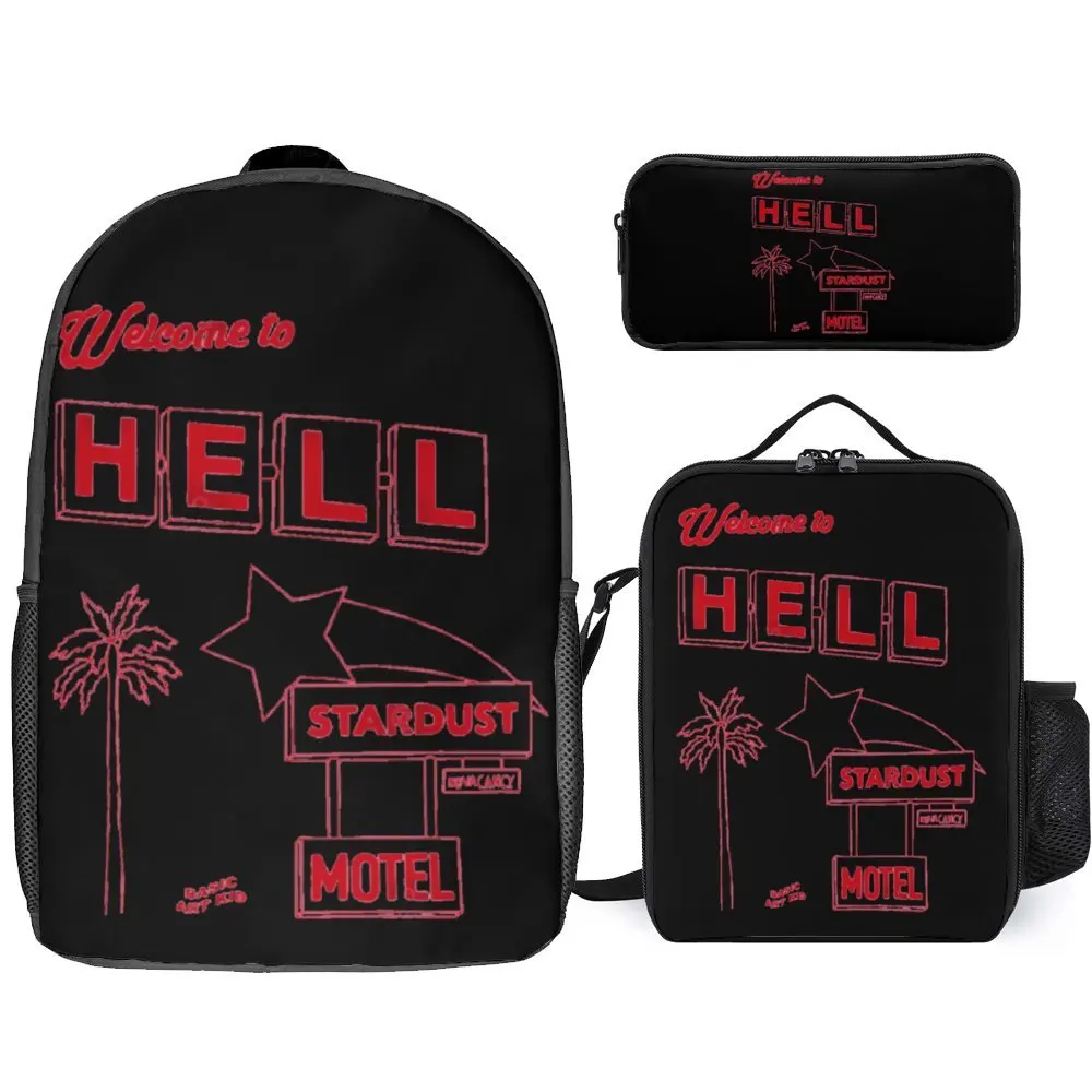 3 in 1 Set 17 Inch Backpack Lunch Bag Pen Bag Welcome Hell 12 Durable Toothpaste Cozy  Sports Activities Novelty