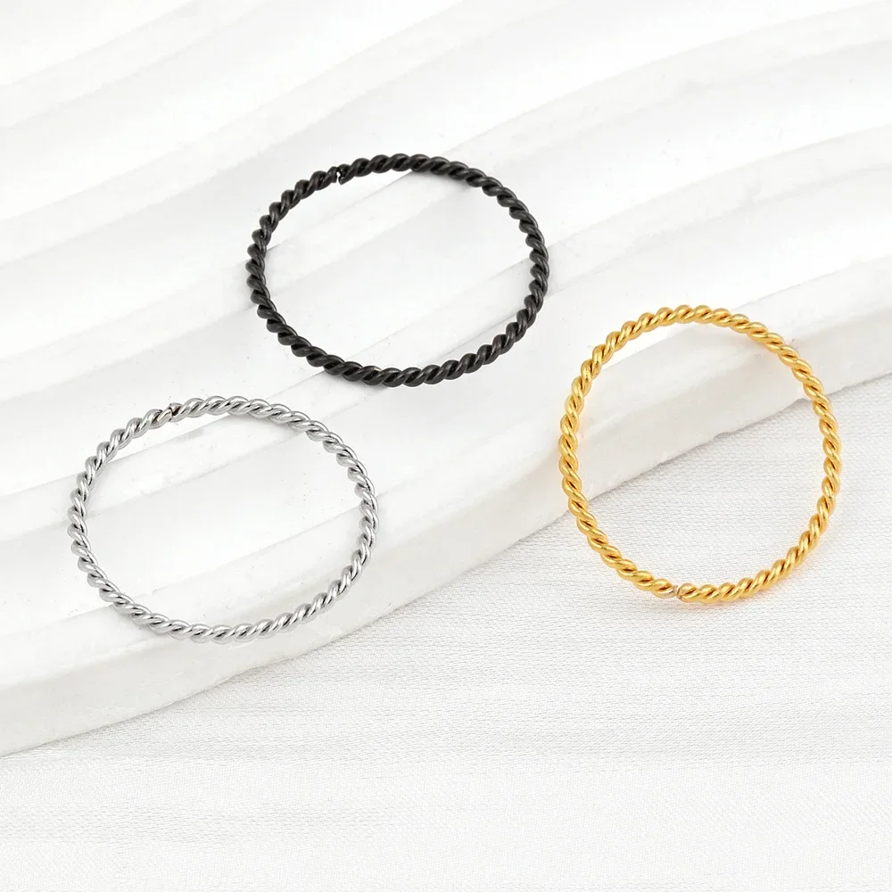 Fashion Jewelry New Simple Fashion Extremely Fine Plain Ring Retro Pala Twisted Fried Dough Twists Titanium Steel Ring for Women