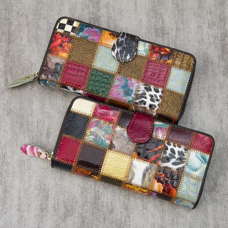 Colorful Women's Splice Casual Wallet Single Pull Buckle Patchwork Card Holder Bank Zipper Money Clip Zero Wallets ID Bag Purse