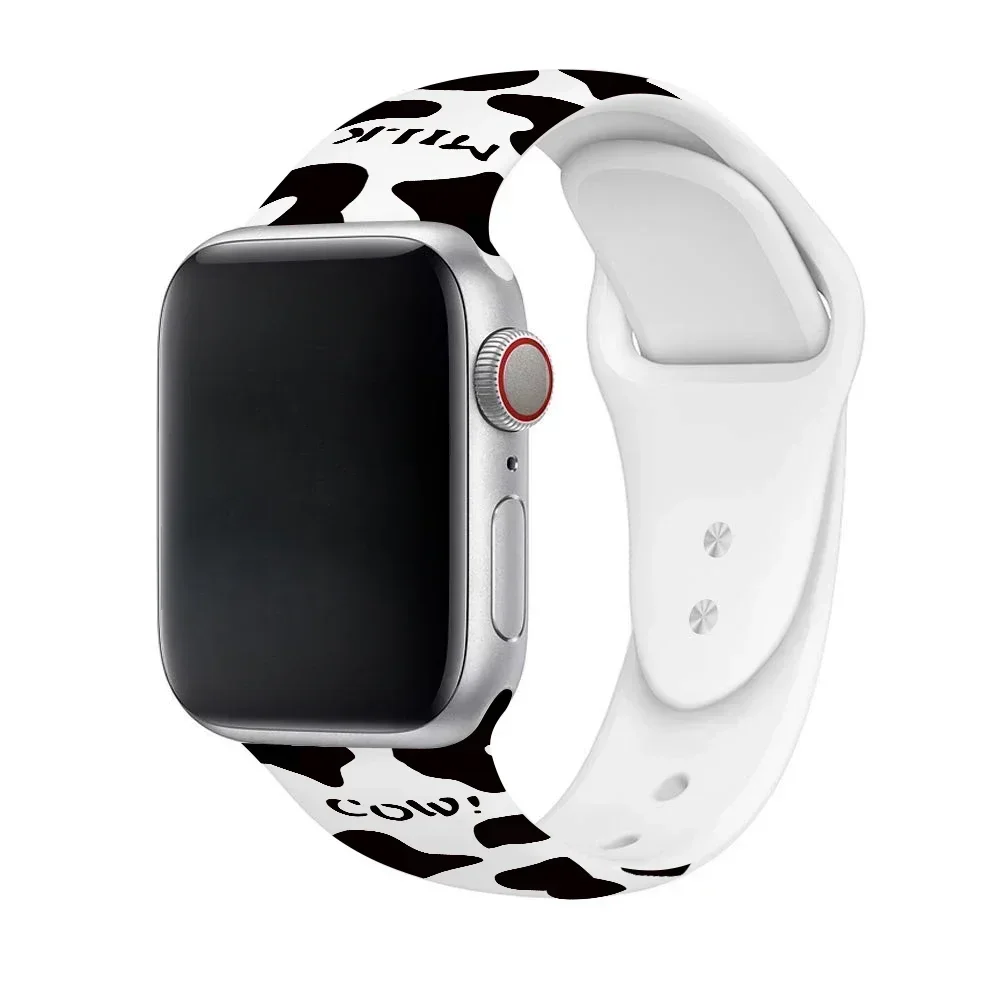 Silicone Leopard Printed Watchband for Apple Watch Ultra 2 49mm 38mm 40 42mm 44 Bracelet for IWatch Series 9 8 7 6 5 4 41mm 45mm