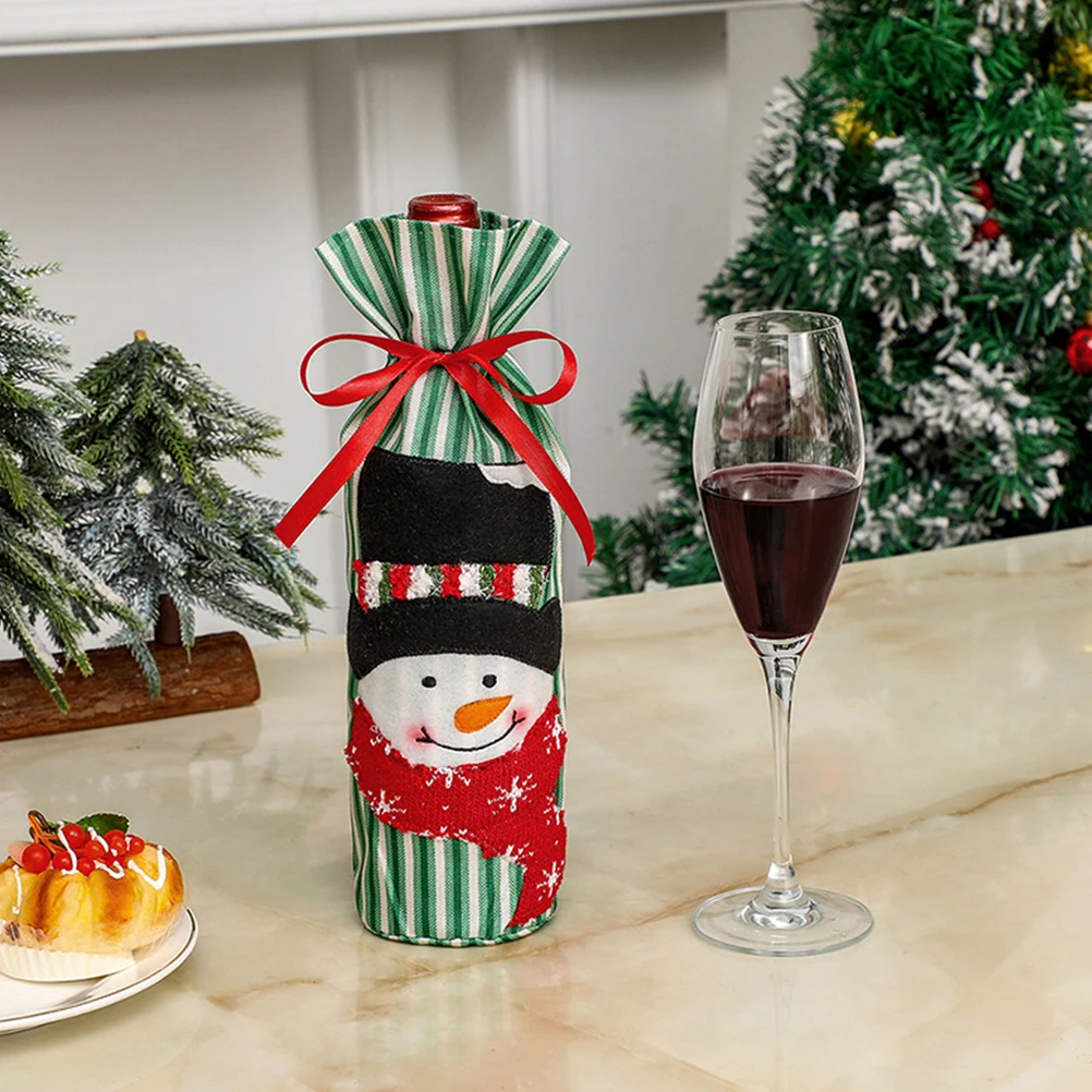 

3pcs Christmas Decor Liquor Cover Party Accessory Xmas Wine Supply Bottle Topper Cover Reusable Soft Cloth Material Holiday
