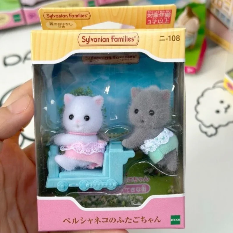 Sylvanian Families Anime Figures Twin Babies Fox Persian Cat Deer Kinkajou Action Figure Desk Decoration Kid Christmas Gifts Toy