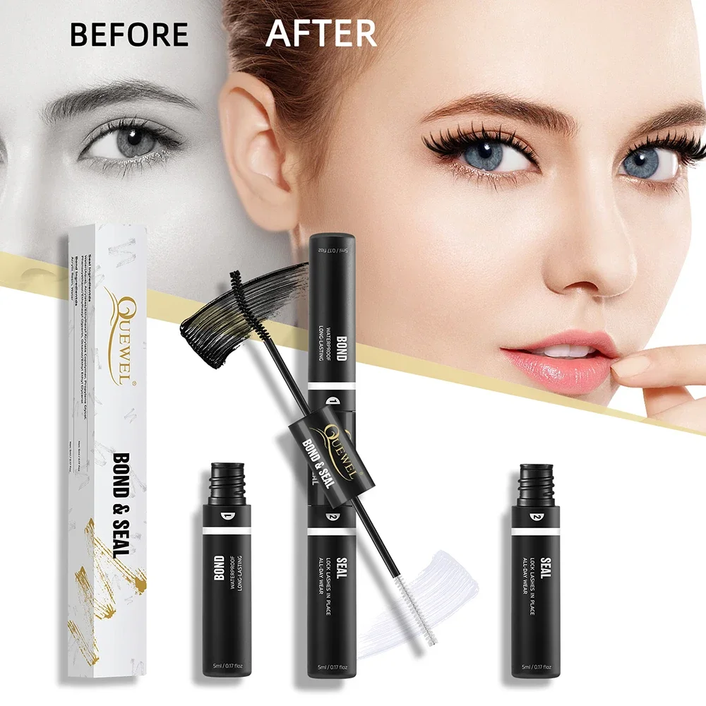 Quewel Lash Bond and Seal 10ML Lash Clusters Long Lasting Lash Glue Waterproof for Individual Cluster DIY Lashes Glue pegamento