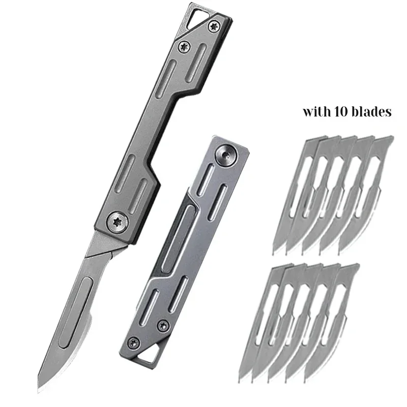 Mini Tragbares Taschenmesser mit Auswechselbarer Klinge, Edelstahlmaterial, Outdoor-Reise-Camping-Schneidewerkzeug