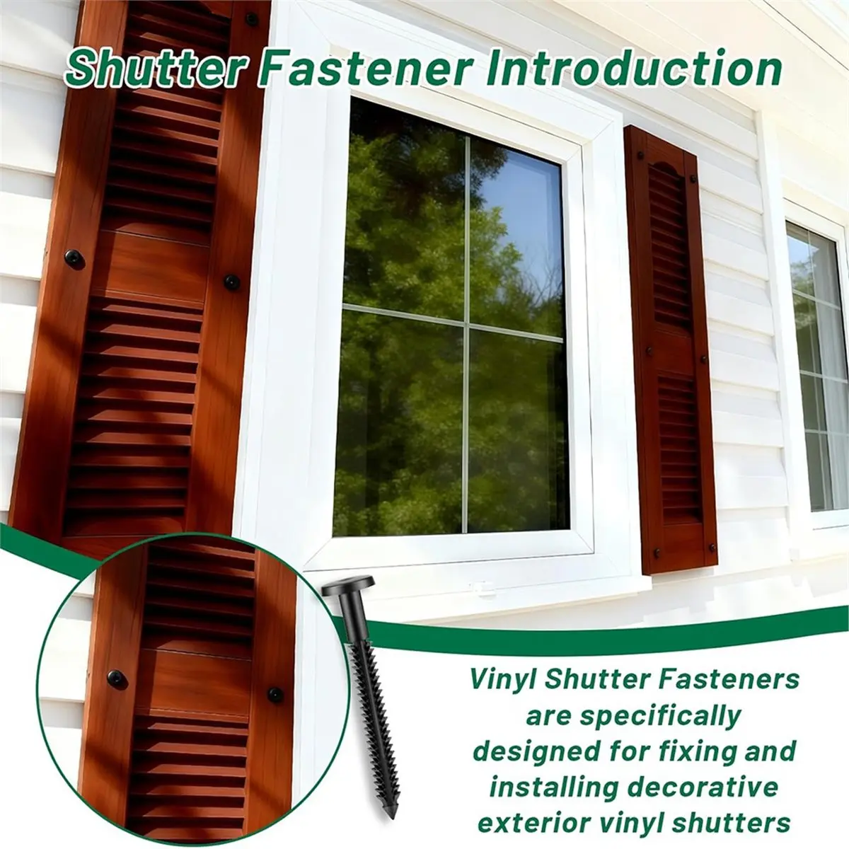 Home Tool 60 Pcs 3 Inch Vinyl Shutter Fastener Window Panel Peg Lok Pin Pegs Screws Shutter Spikes Anchor
