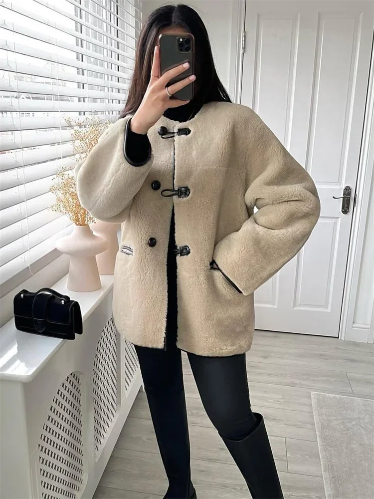 

2025 Autumn Patchwork Fur Feather Cardigan Jackets For Women Lace-Up Fashion Loose Pocket Coat Female Elegant Outwear Jackets