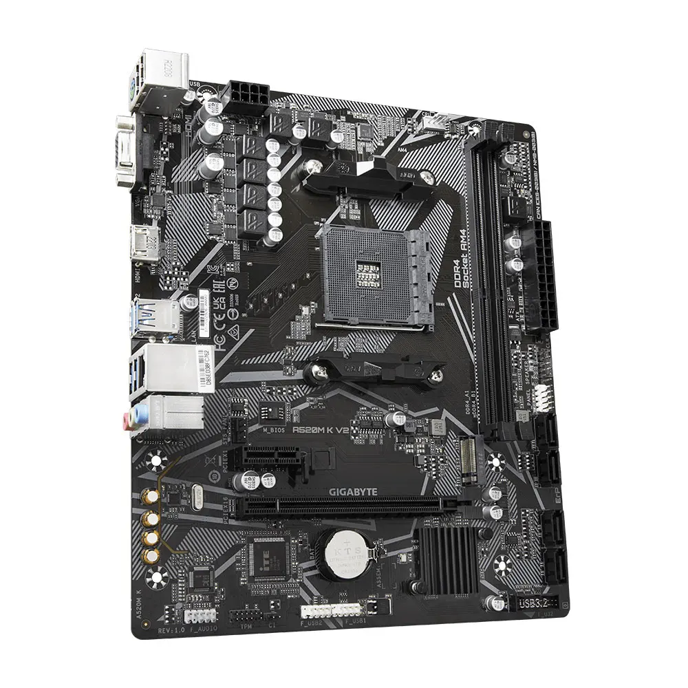 Gigabit A520M K V2 Motherboard micro-atx A520 DDR4 5100(OC) MHz M.2 PCIe 3.0 AMD Ryzen 5000 seri AM4