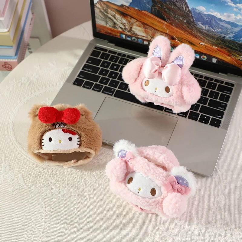 15 17cm Kapelusz Pluszowy Ubranka dla Lalki Labubu Hello Kitty Kuromi Melody Cinnamoroll Purin Pochacco, Kreskówkowy Kaptur, Strój