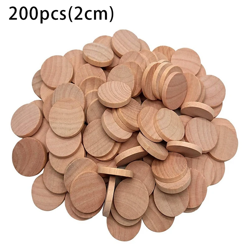 200Pcs Wood Slices Unfinished Round Wood For Arts & Crafts Projects, Board Game Pieces, Ornaments