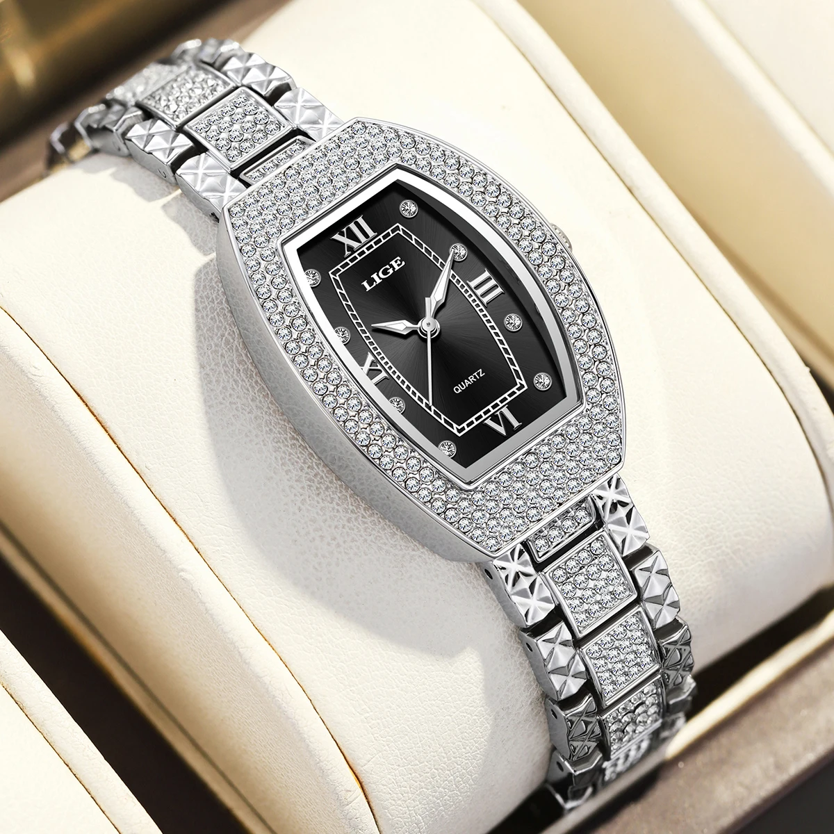 LIGE New Original Design Luxury Diamond Watch For Women Elegant Watches Fashion Out Sport Stainless steel Waterproof Mille Clock