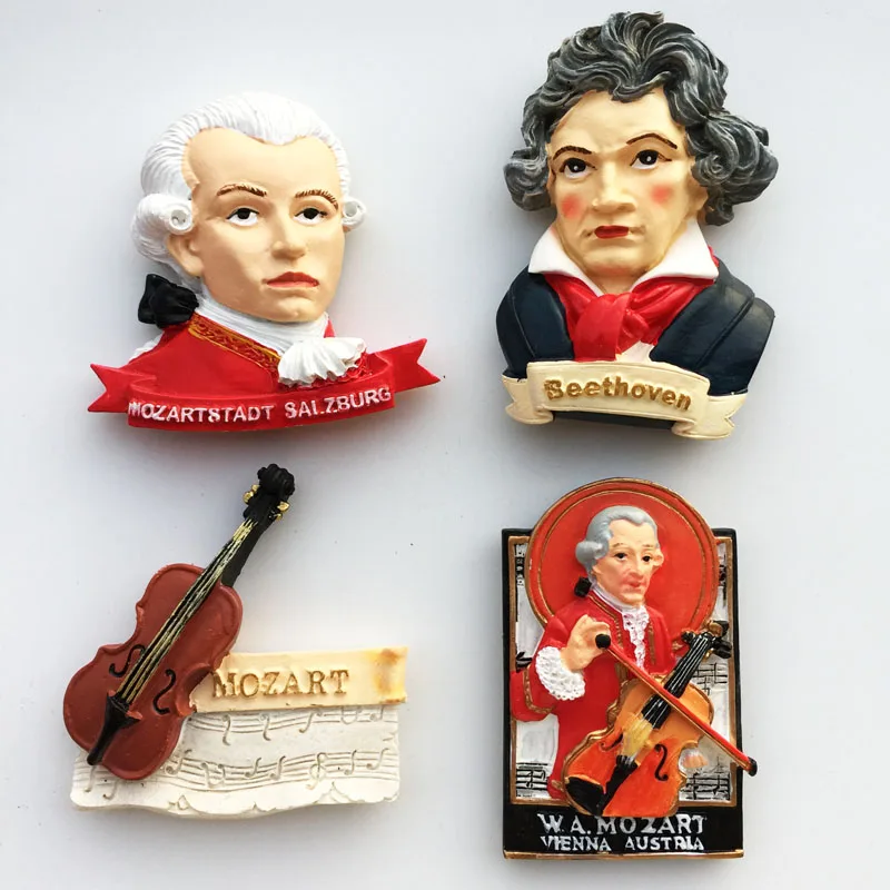 Recuerdos turísticos de Austria, imanes para nevera, pegatinas creativas para nevera Mozart Beethoven, regalos de boda, juguetes para niños, pegatinas magnéticas