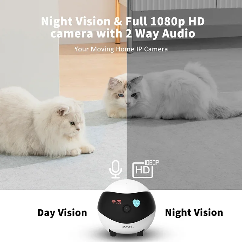 New 32G  Wifi Connection Ebo SE Pet Companion Laser Electr Interact Robotic Toy with 1080p Camera Track for Indoor