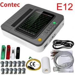 CONTEC Digital 12 Channel/Lead EKG+PC Sync software WiFi Color HD Display Touch Screen E12 Electrocardiograph ECG Machine