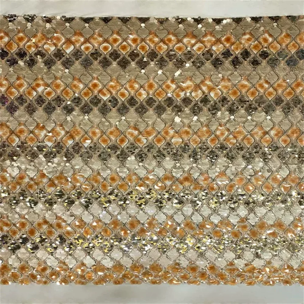1yard Large and small sequin embroidery fabric DIY Wedding Dress Stage wedding background matirial fabric for dress
