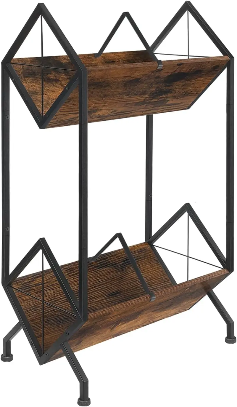 

Retro Vinyl Record Storage Rack, 160-200 LP Capacity, Quick Assembly for Books and Albums in Brown