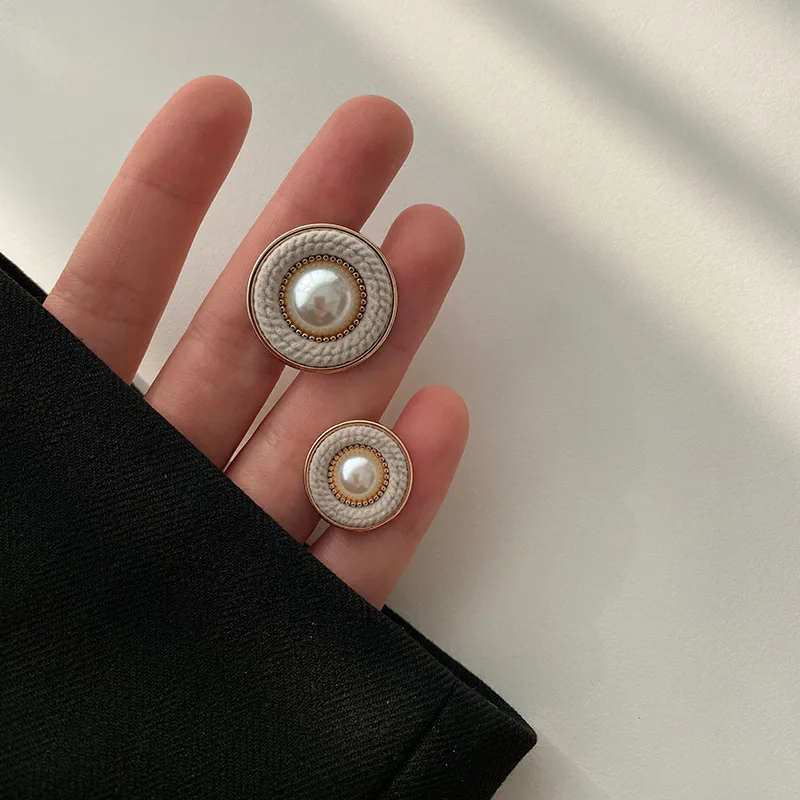 Retro Cloth Metal Buttons Imitation Pearls Decorative Clothing Diy Crafts Supply Sewing Needlework Accessories Round 6pcs 2022