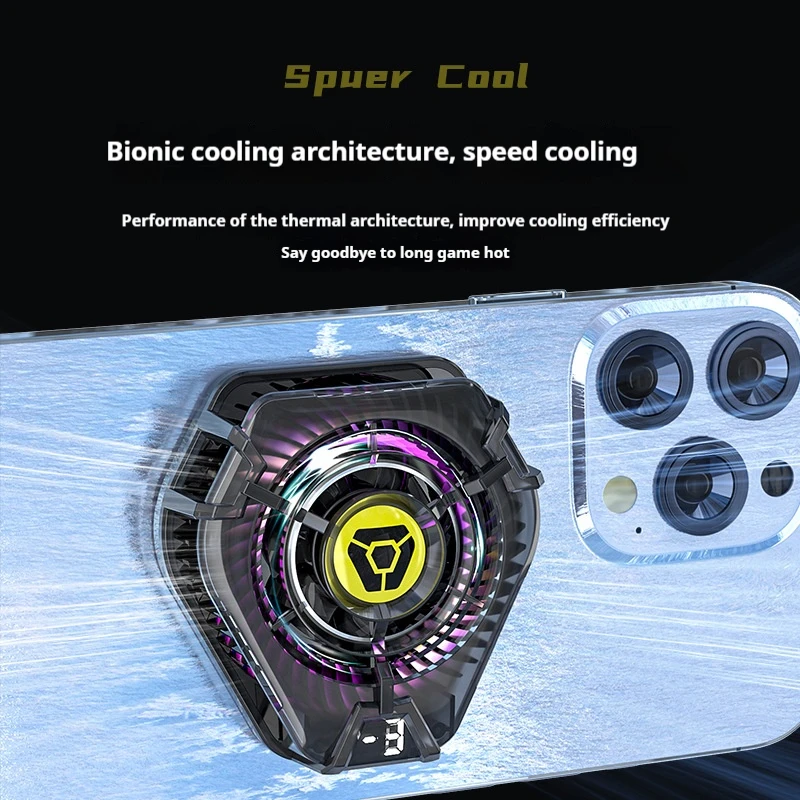 Mobile Phone Radiator Magnetic Digital Display Semiconductor Wireless Charging Cooling Cooling Back Clip Mobile Game Radiator