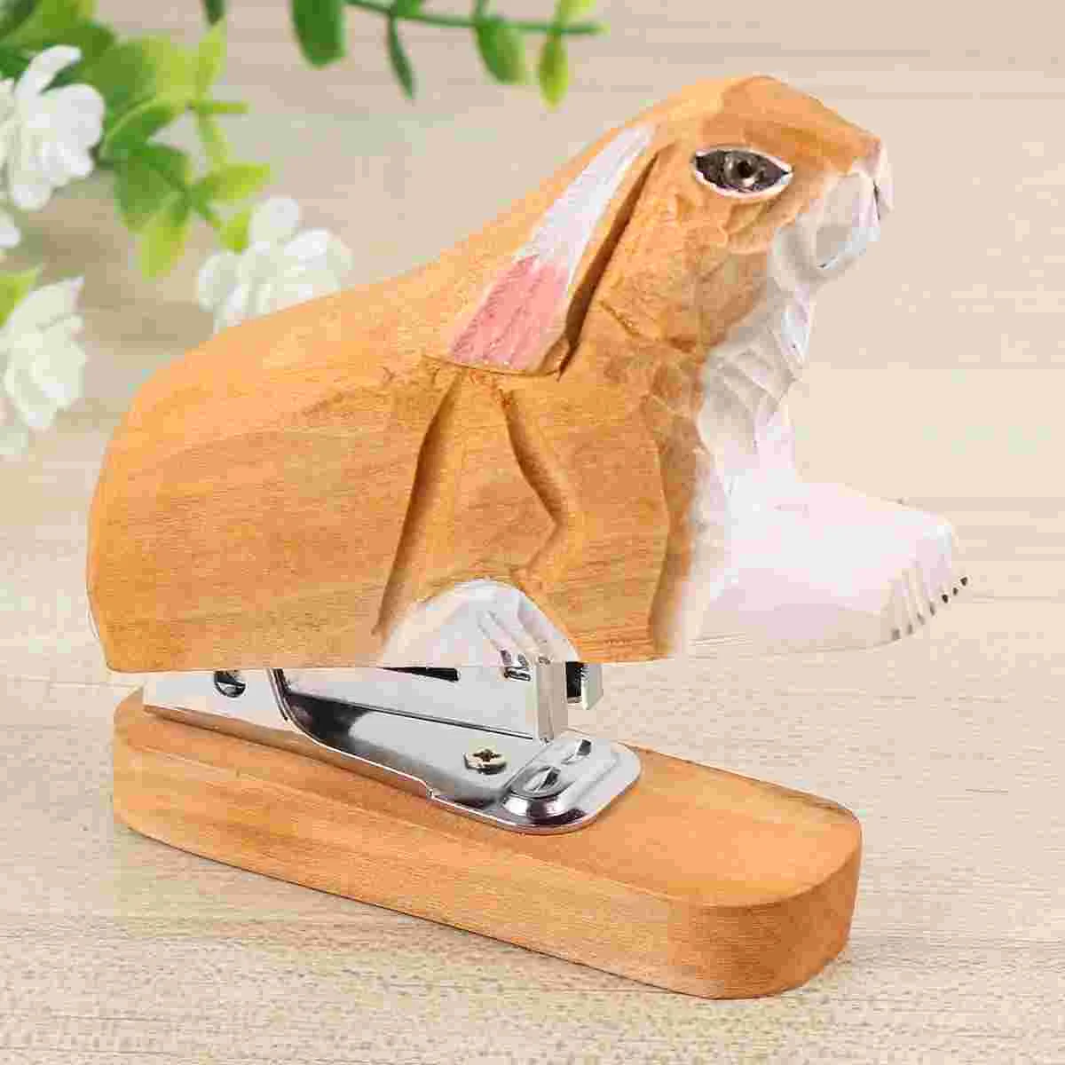 Office Supplies Manual Stapling Machine Wooden Book Sewer Student Stationery Animal Decor Portable Stapler Animals Cartoon
