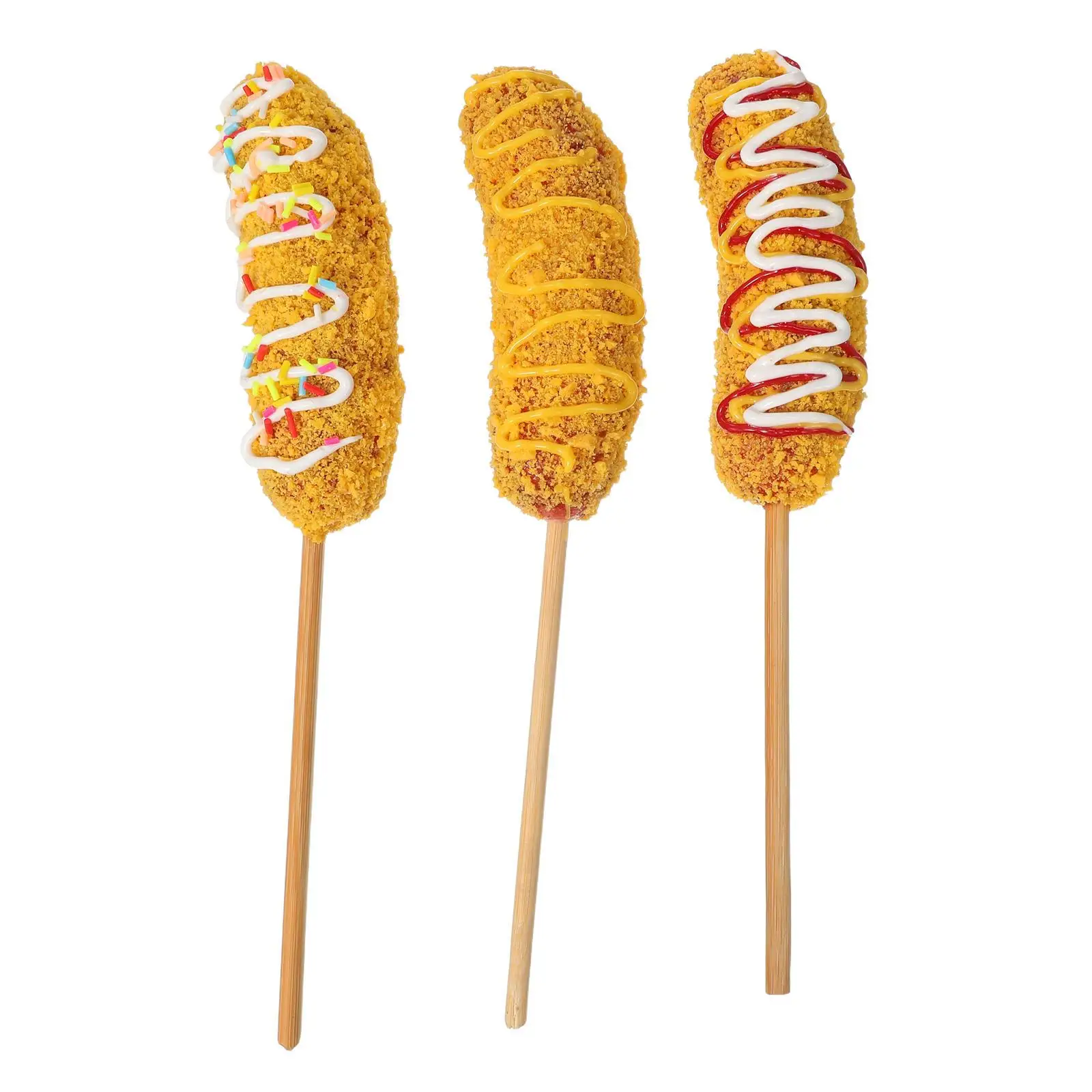 

3Pcs Fake Cheese Hot Dog Stick Realistic Appearance PVC Wood Material for Cooking Classroom Teaching Kitchen Simulation