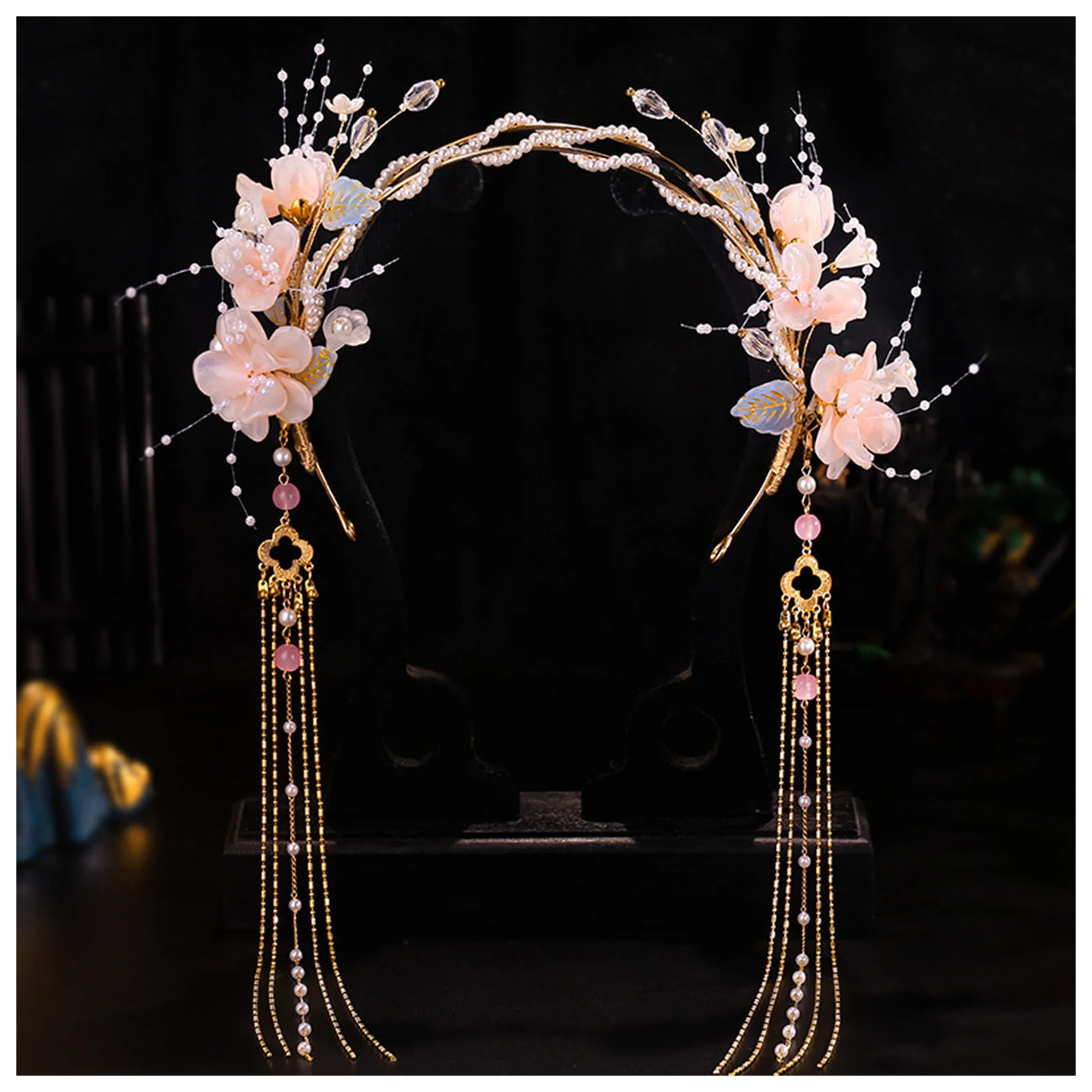 

Flower Hairbands Hoop Headbands Anti-slip Hypo-allergenic Long Tassel Headwear for Birthday Stage Party Hairstyle Making