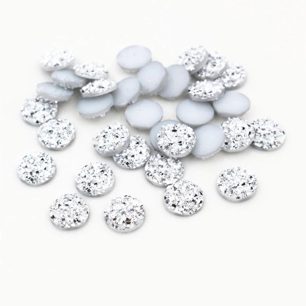 New Fashion 40pcs 8mm 10mm 12mm Silver Plated Color Flat Back Resin Cabochons Cameo