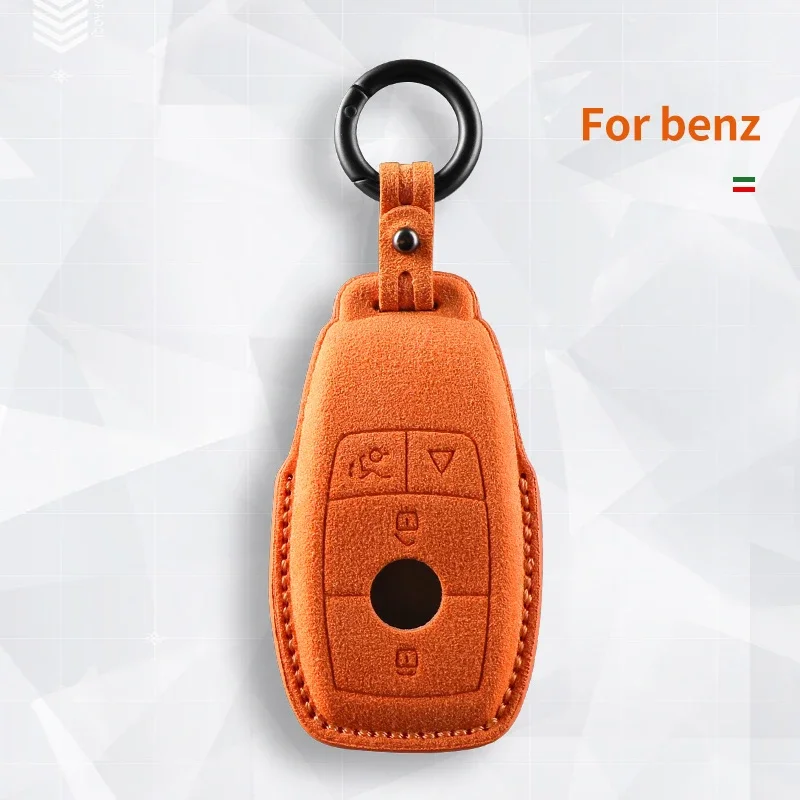 Alcantara For Mercedes Benz C200L E300L S320 S350L S500l AMG GLC Car Key Remote Case Cover Suede Shell 4 buttons Keychain