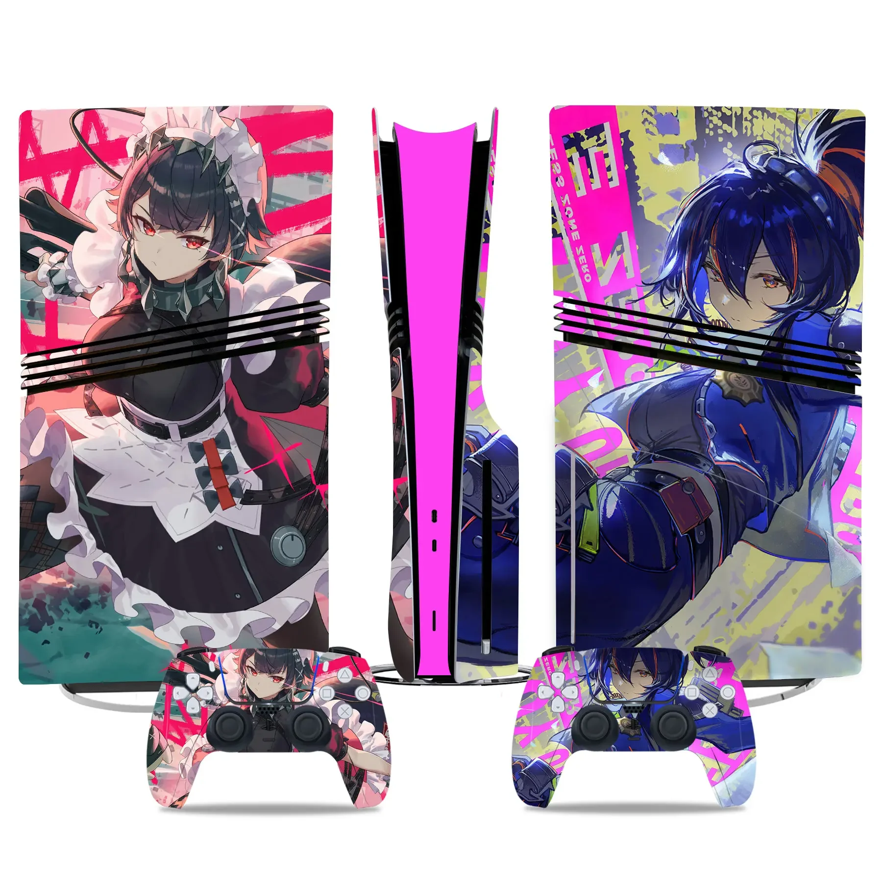 Anime girls designs for PS5 Pro Disc Skin Cover Protector Vinyl Sticker For PS5 pro disk Console and 2 Controller Skin sticker