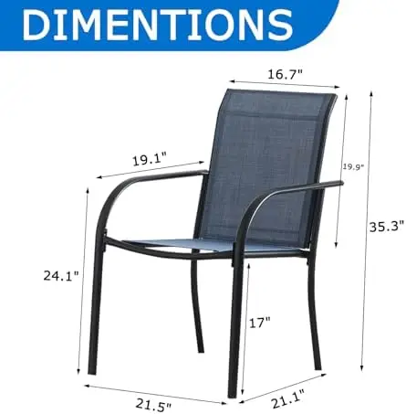 Outdoor Dining Chairs Set of 4, Stackable Patio Chairs with Textilene Fabric, Lightweight Garden Chairs for Poolside