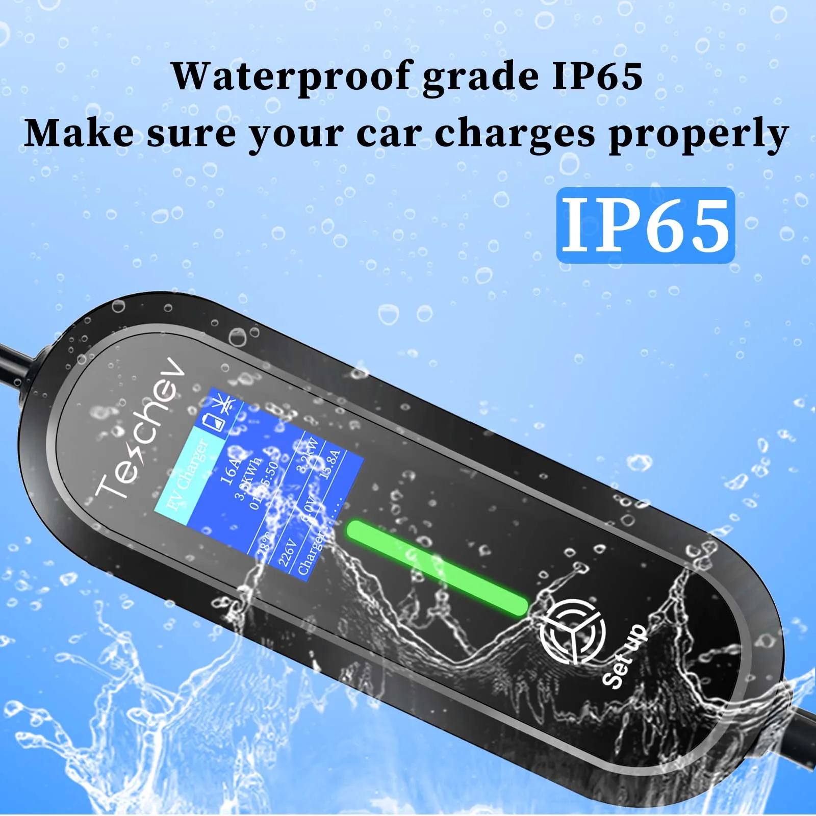 Teschev Caricatore EV portatile Type2 IEC 62196 Caricatore per auto elettrica 3.5KW 16A 1 fase EVSE Stazione di ricarica EV Wallbox a ricarica rapida