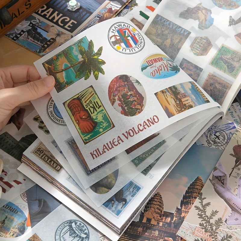 50pcs Travel-Themed Stickers - Vibrant Scrapbooking & Diary Decoration Accessories with Iconic Landmarks, Vibrant Designs