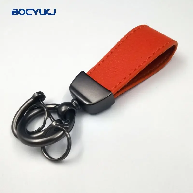 

Leather Zinc Alloy Car KeyChain Metal Logo High-grade Business Couple For Auto Anti-lost Key Ring Pendant Protector Accessories