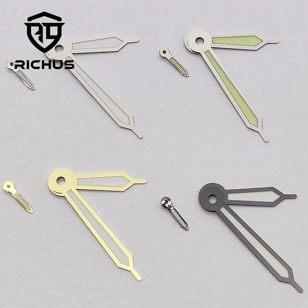 RICHUS Uhrzeiger, Silber, Gold, Uhrzeiger, grün leuchtend, passend für ETA 6497 6498 ST3600 Uhrwerk, Uhrenzubehör