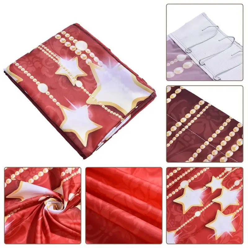 Luxurious Style Sun Proof Polyester Curtain Washable Window Hanging Cover Digital Printed Christmas For Home Decoration