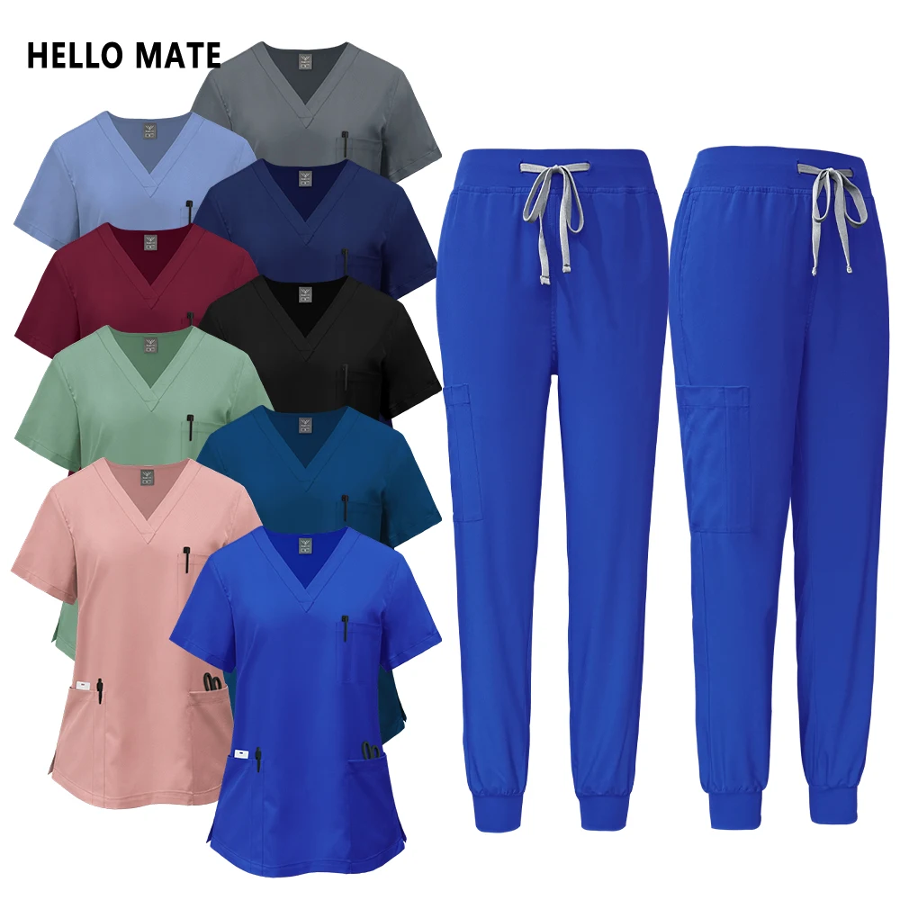 

Elastic Quick-drying Summer Nurse Uniform Hospital Surgery Uniform Pet Vet Scrub Set Women Men Medical Suits Nursing Accessories