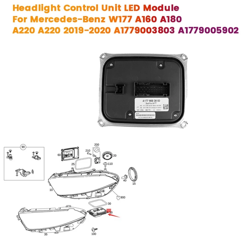 وحدة تحويل الجهد LED لمرسيدس بنز ، وحدة التحكم في المصباح الأمامي ، W177 ، A160 ، A180 ، A220 ، A220 ، A1779005902 ، A1779003803