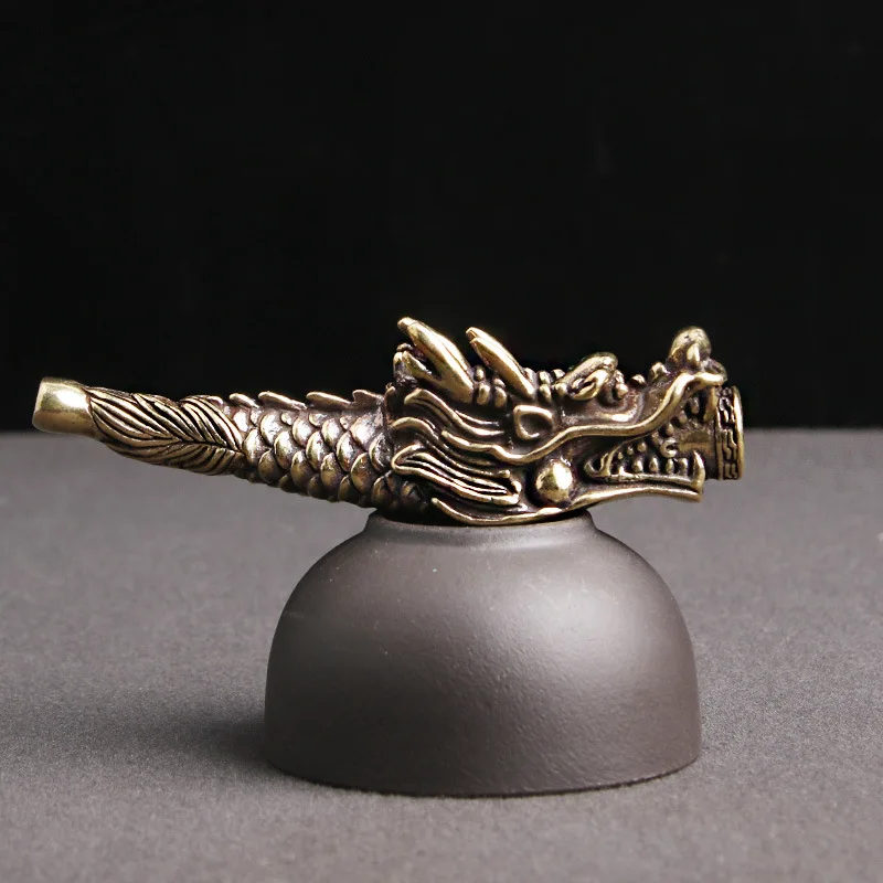 Brass imitation antique creative faucet pipe handle piece tobacco rod dry pipe creative smoking set old bronze doll gift