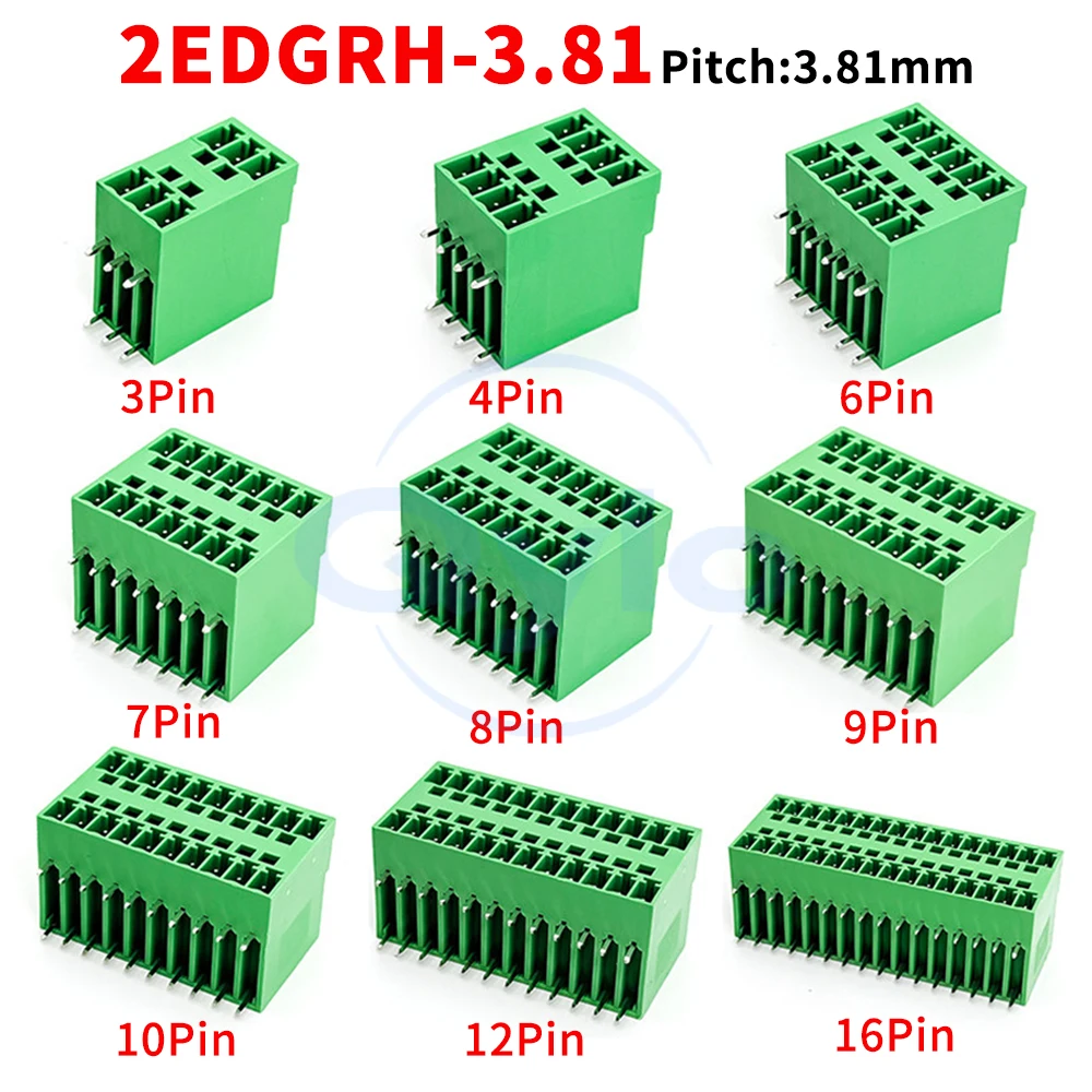 (5 pcs) KF 2EDGRH - 3.81mm Dual-layer Plug-in Terminal Block 2P-20P Solder PCB Dual-row Bent Pin Socket 15EDGRH 3.81