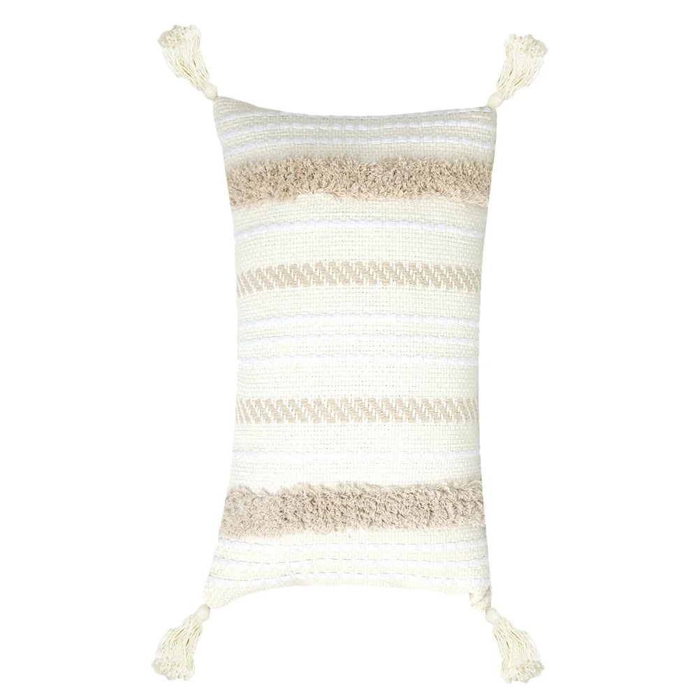 

Cotton Thread Woven Pillowcase Tassel Cushion Cover Sofa Throw Pillowcase Home Decor Living Room Bedroom Car Cotton Pillow Cover