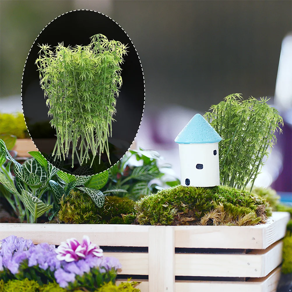 40 Uds. Modelo de bambú planta Artificial plantas de decoración falsas en miniatura guirnalda verde de imitación para interiores materiales árbol