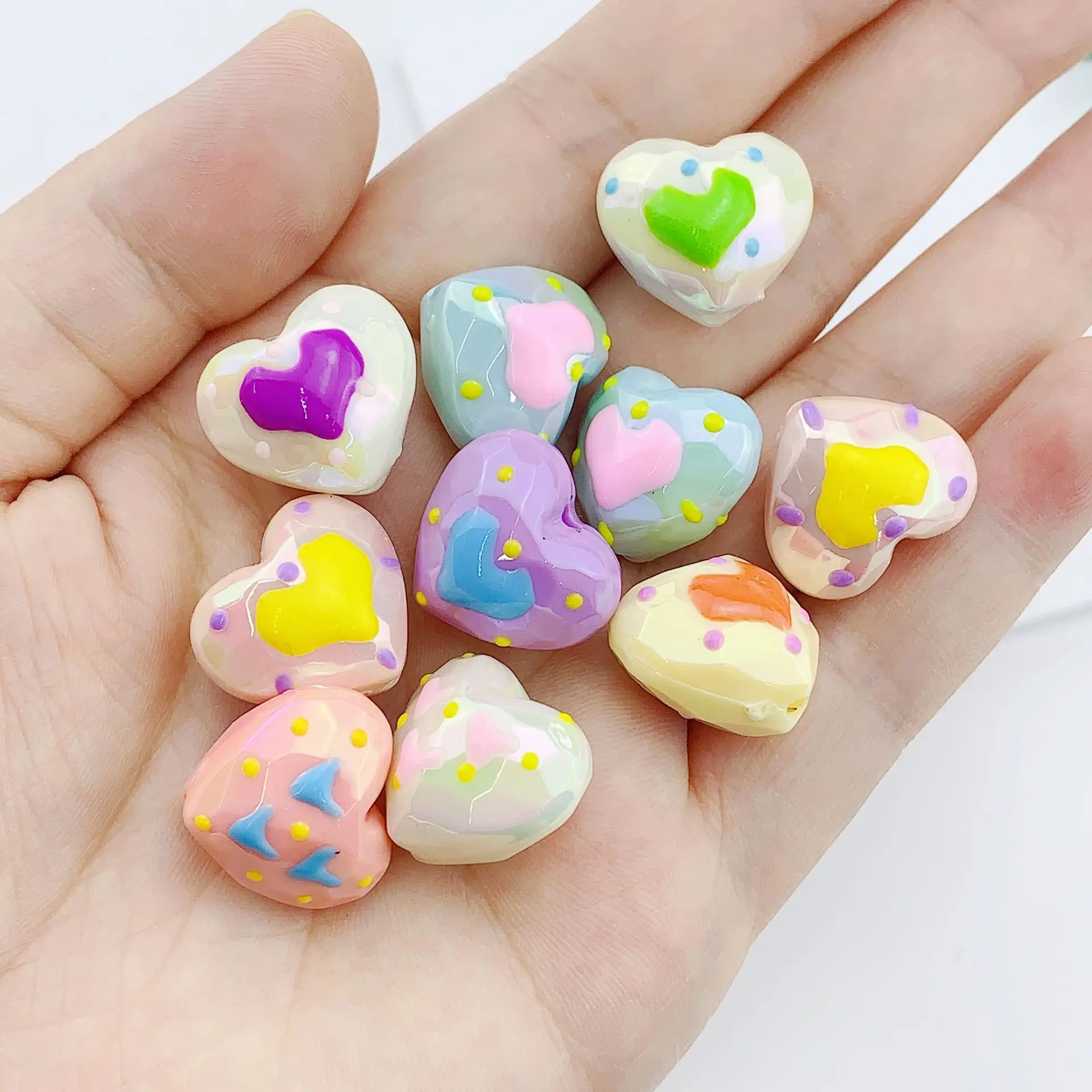 رسمت باليد قطع الوجه الحب الاكريليك الخرز DIY المواد اليدوية سلسلة المفاتيح المتنقلة سوار فضفاض حبة الملحقات