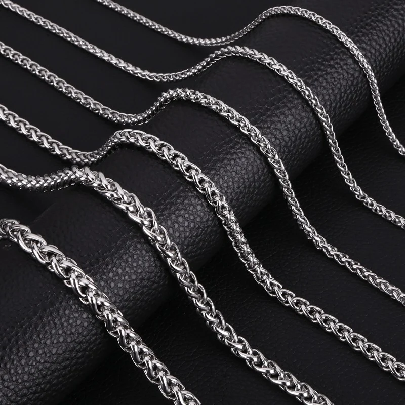 3mm Edelstahl-Halskette für Männer, Einfache Goldfarbene Kielketten-Halskette, Modeschmuck, Titanstahl-Accessoires – Detail 6