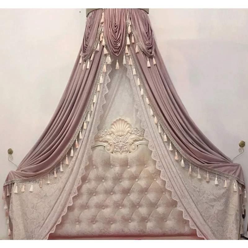 French light luxury princess bed curtains, bedside curtains, court Nordic blackout velvet
