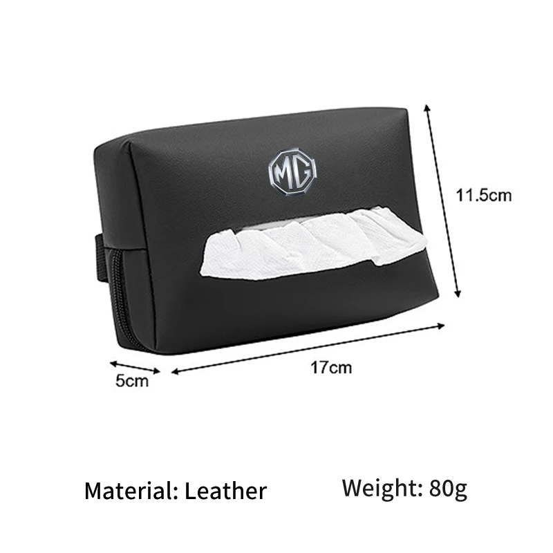 Car Tissue Box Leather Seat Back Hanging Napkins Paper Towel Bag For Morris Garages MG 3 5 6 7 HS ZS GS Hector TF GT ZR RX5 view 6