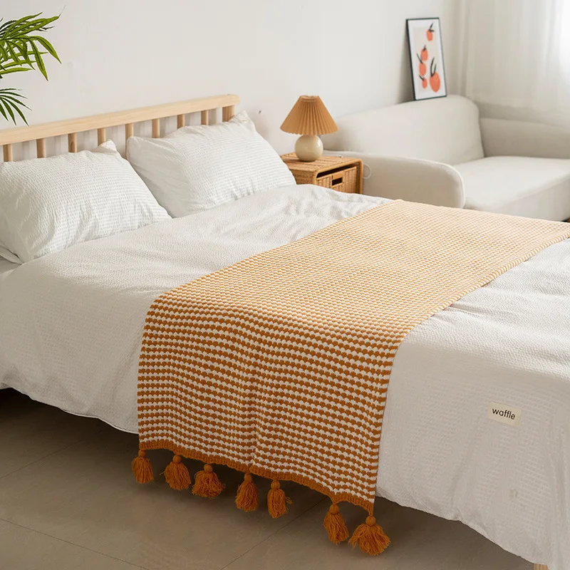 Two-Color Pineapple Tassel Bed End Blanket Hotel Homestay Living Room Soft Sofa Blankets Office Air Conditioner Nap Shawl Cover