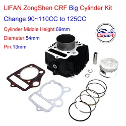 54mm 125CC Aluminum big bore kit for Dirt Bike ATV Honda C90 JH90 C100 C110 CT100 JH110 DY110 QJ110-9 ZS110 152FMH