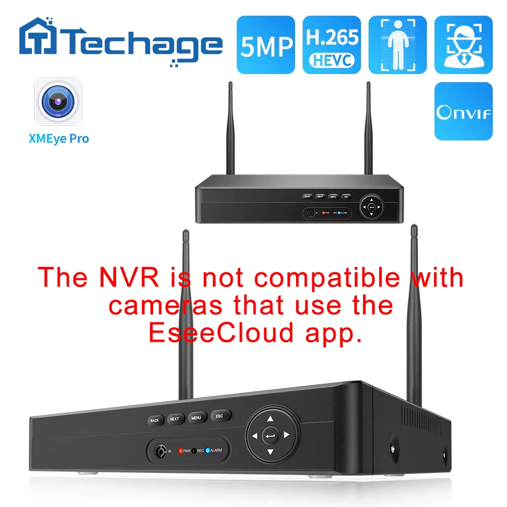 

Techage 8CH NVR H.265 5MP 4MP Wireless Recorder Wifi CCTV IP Camera Security Protection System P2P XMeye Pro ONVIF Network Video