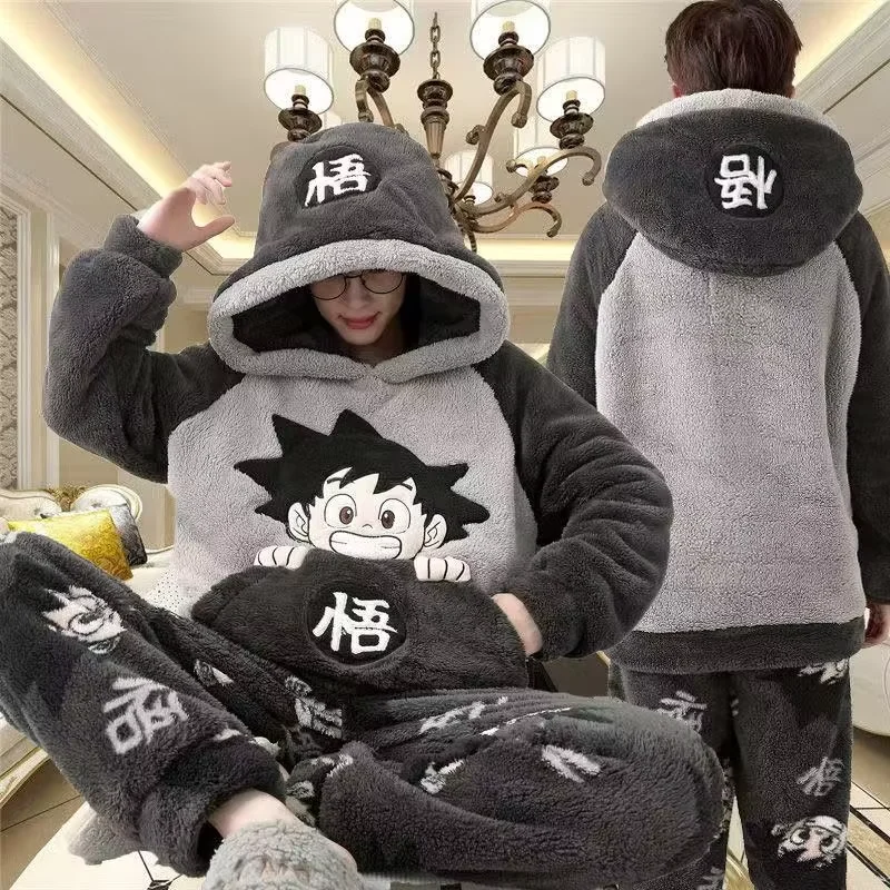 Pijamas de Dragon Ball de Anime Son Goku Cosplay invierno mantener caliente franela hombres ropa de casa ropa de dormir al aire libre ropa de dibujos animados regalo
